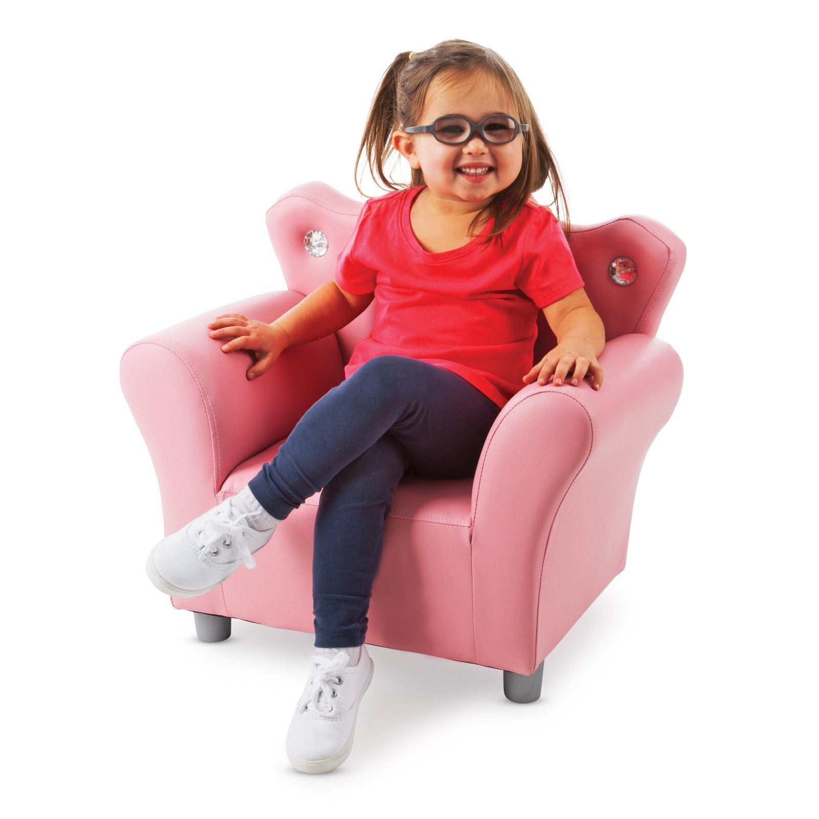 Child’s Crown Armchair – Pink Faux Leather A0