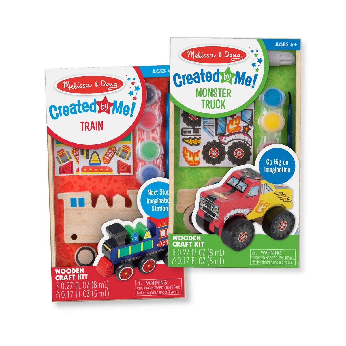 Created by Me!™ Vehicles Craft Kit 2-Pack: Monster Truck, Train V3