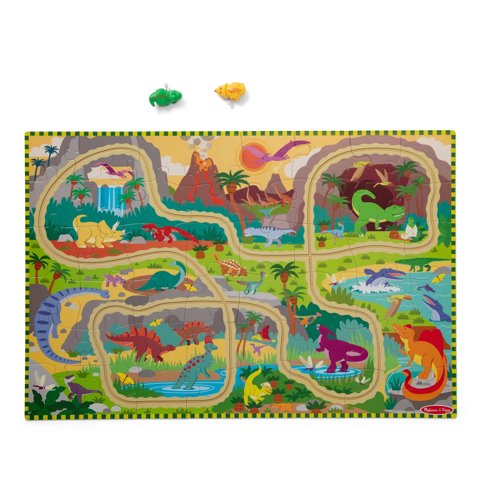 Dinosaur Adventure Tracks Floor Puzzle – 48 Pieces + 2 Wind-Up Dinosaurs R2