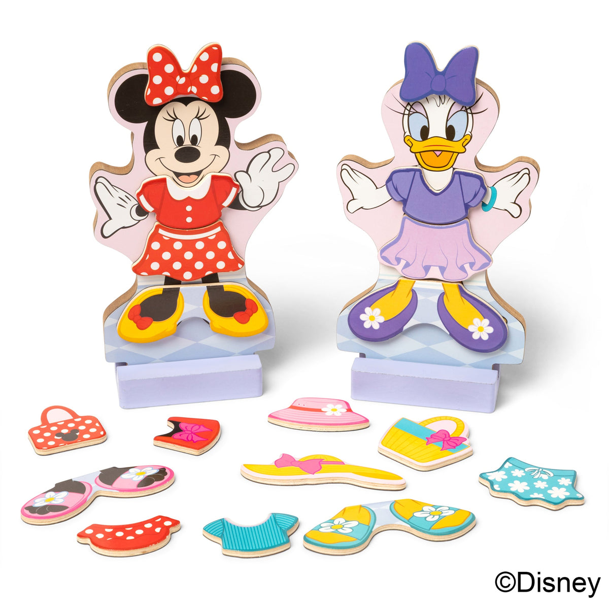 Disney Minnie & Daisy Deluxe Wooden Magnetic Dress-Up H9