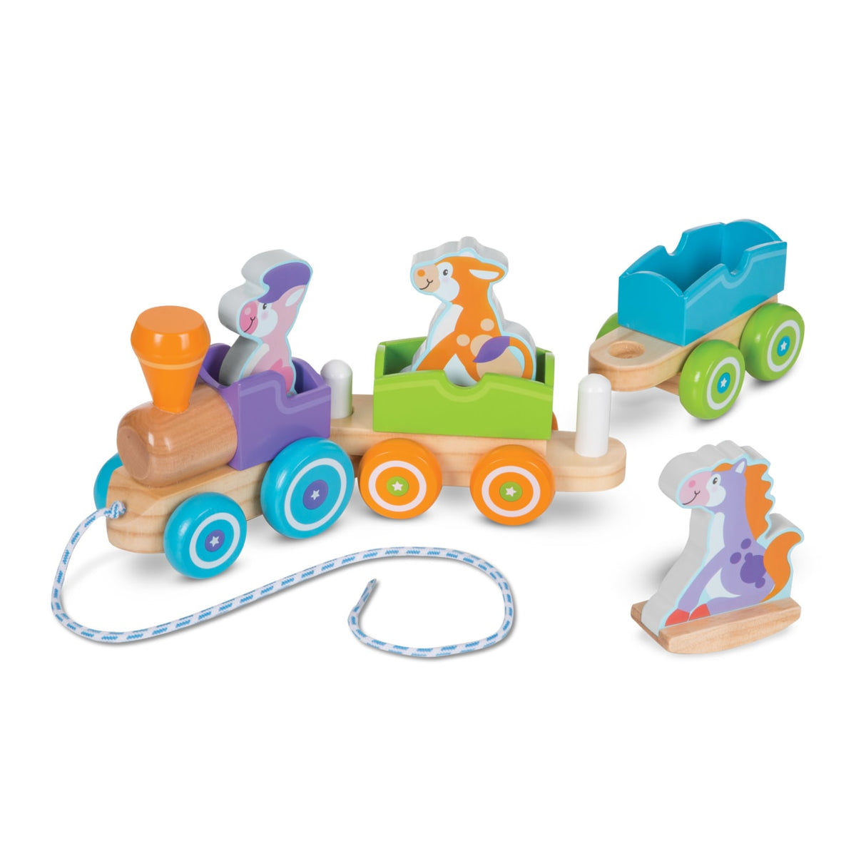 First Play Wooden Rocking Farm Animals Pull Train B3