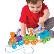 First Play Wooden Rocking Farm Animals Pull Train I1