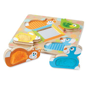 First Play Wooden Touch and Feel Puzzle Peek-a-Boo Pets With Mirror C4