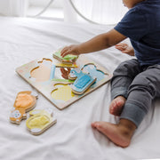 First Play Wooden Touch and Feel Puzzle Peek-a-Boo Pets With Mirror C4