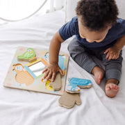 First Play Wooden Touch and Feel Puzzle Peek-a-Boo Pets With Mirror C4