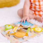 First Play Wooden Touch and Feel Puzzle Peek-a-Boo Pets With Mirror C4