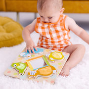 First Play Wooden Touch and Feel Puzzle Peek-a-Boo Pets With Mirror C4