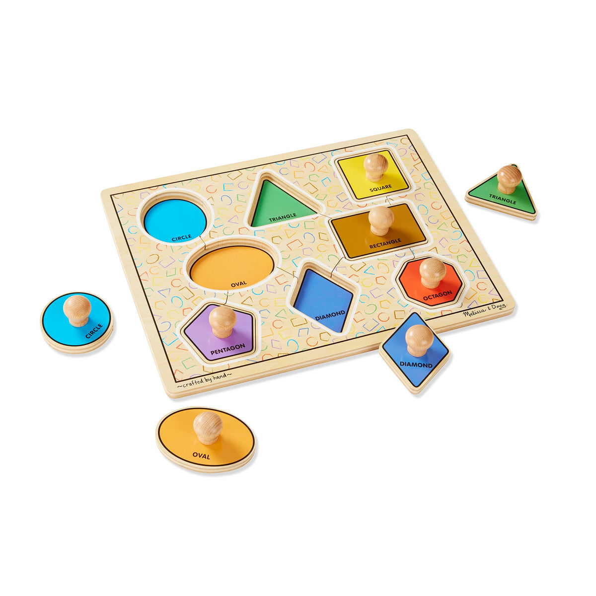 Geometric Shapes Deluxe Jumbo Peg Puzzle - 8 Pieces R4