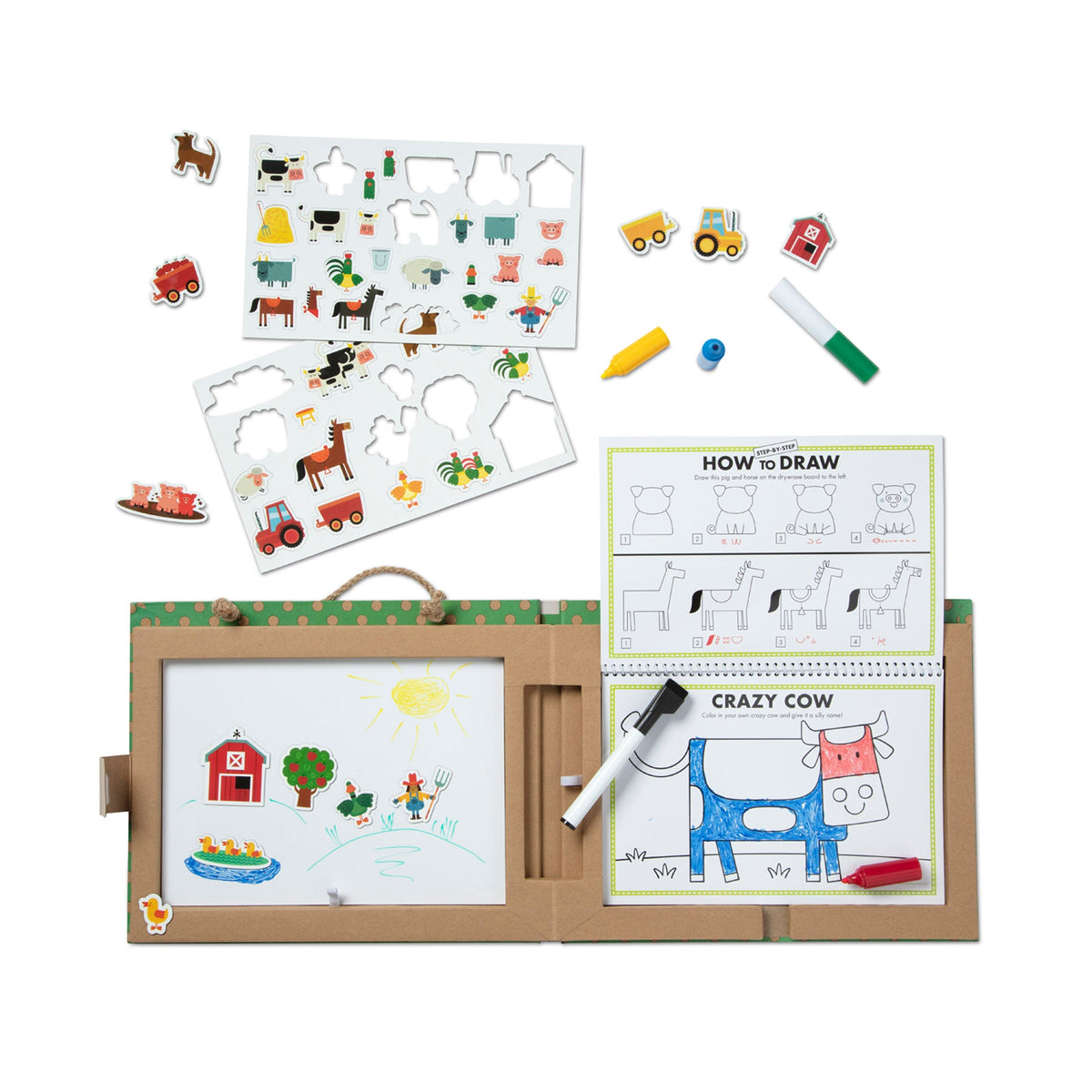 Natural Play: Play, Draw, Create Reusable Drawing & Magnet Kit – Farm D8