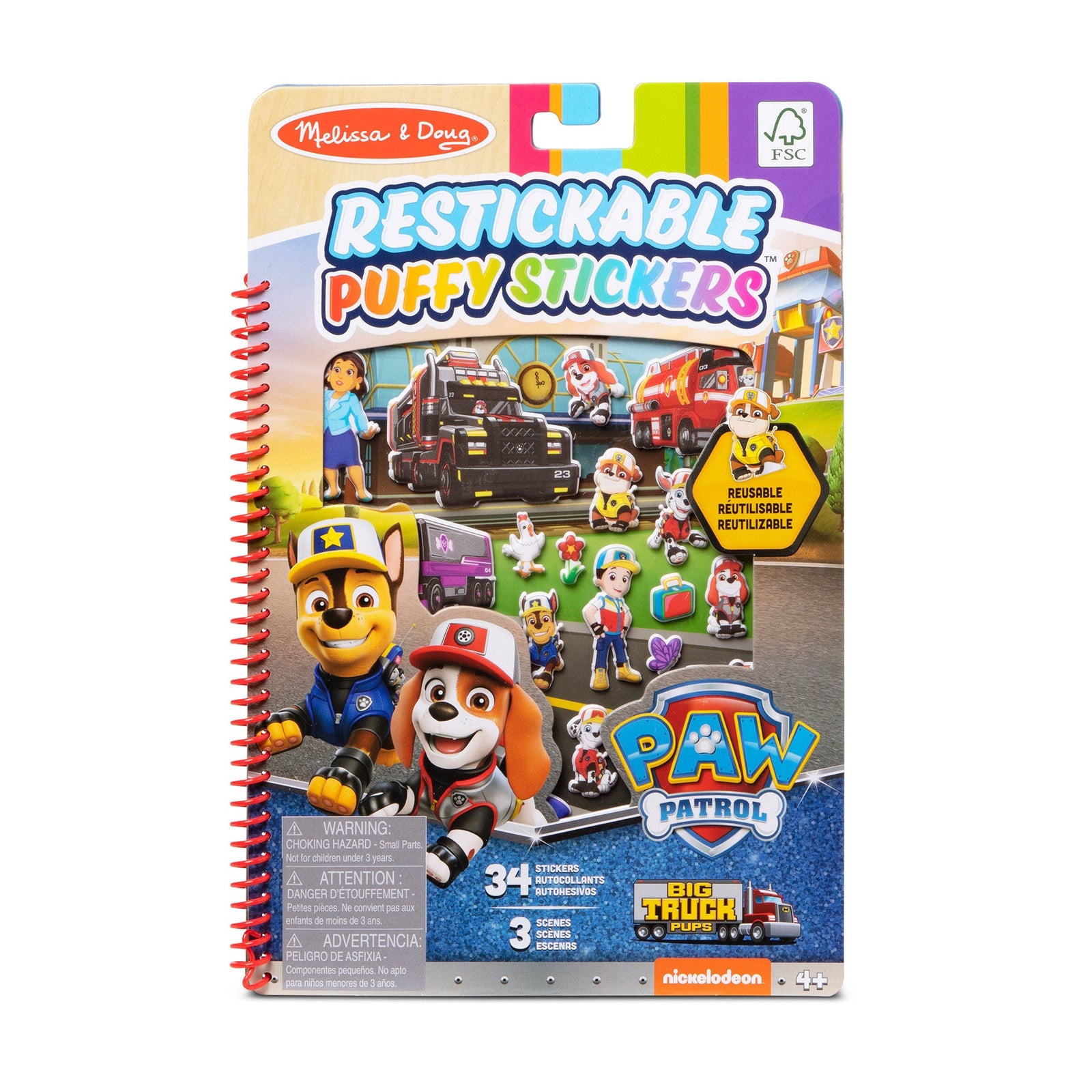 PAW Patrol Restickable Puffy Stickers - Big Truck Pups I7