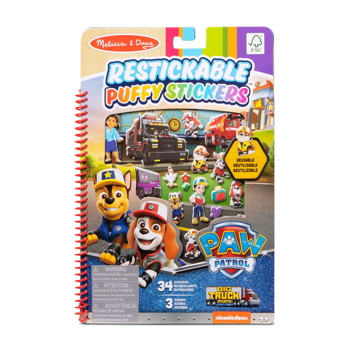 PAW Patrol Restickable Puffy Stickers - Big Truck Pups K1