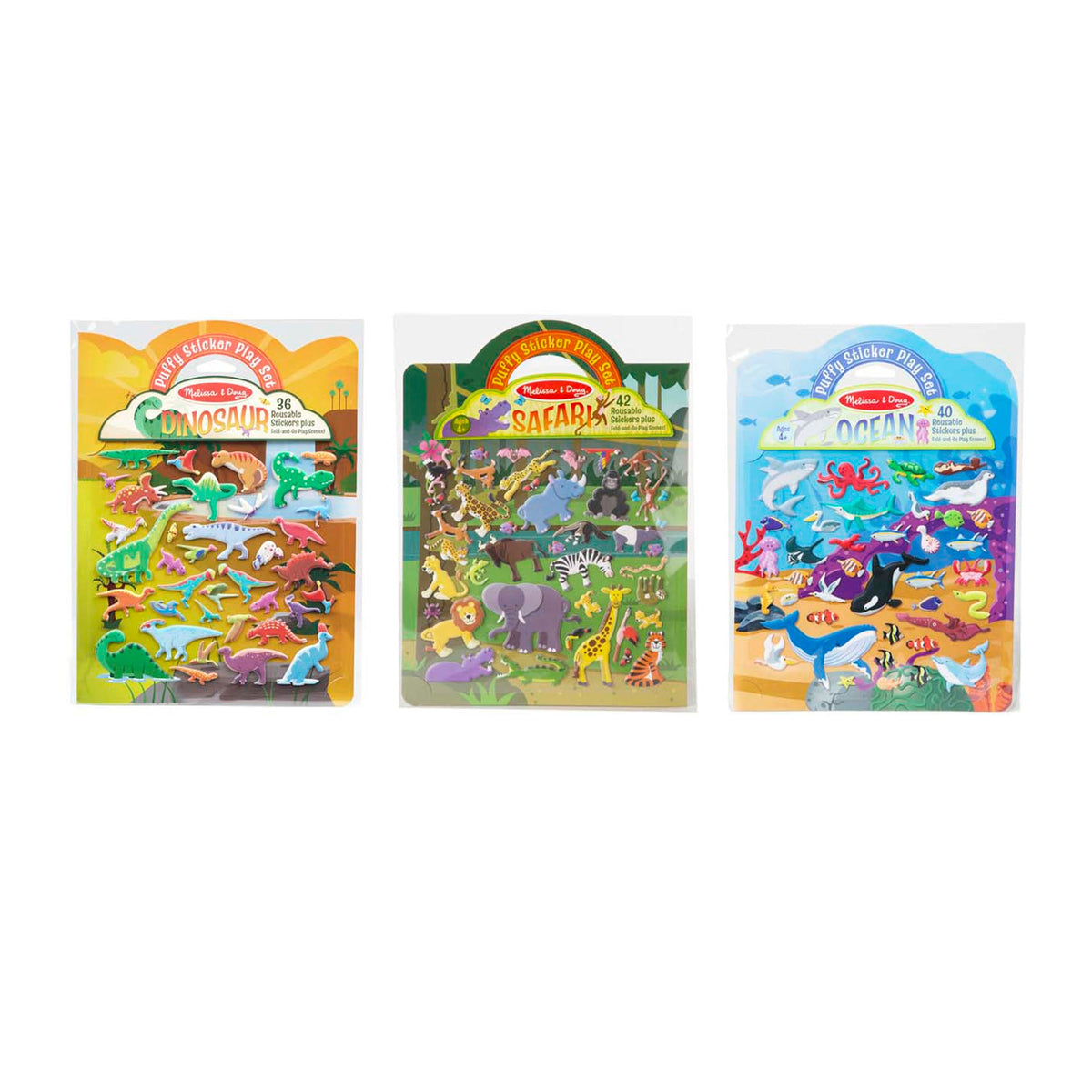 Puffy Sticker Play Set 3-Pack: Safari, Dinosaur, Ocean V0