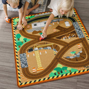 Round the Construction Zone Work Site Rug & Vehicle Set G3
