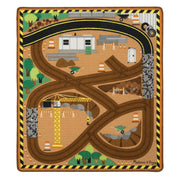 Round the Construction Zone Work Site Rug & Vehicle Set X0