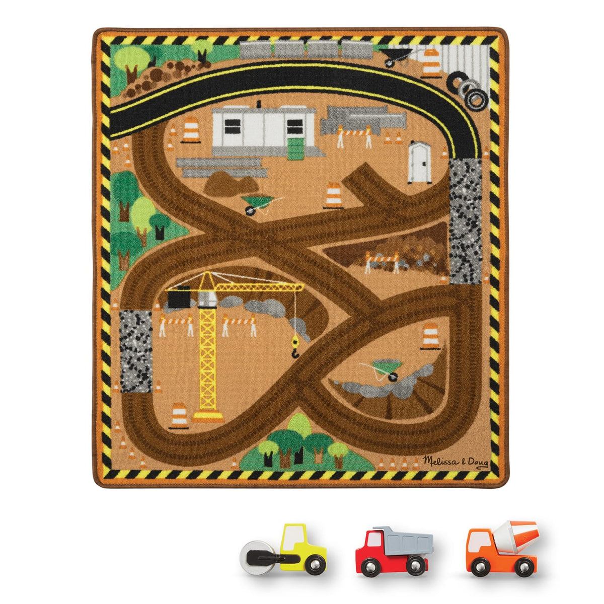 Round the Construction Zone Work Site Rug & Vehicle Set Y6