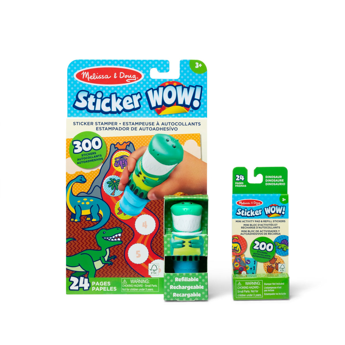 Sticker WOW!™ Dinosaur Bundle: Activity Pad & Sticker Stamper + Mini Activity Pad and 200 Refill Stickers I0