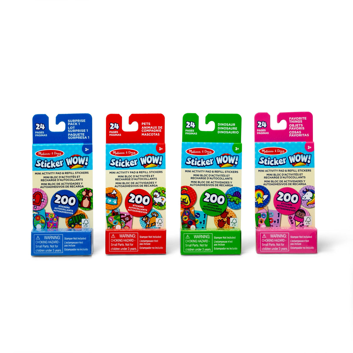 Sticker WOW!™ Mini Activity Pad and Refill Stickers 4-Pack (Dinosaur, Pets, Favorite Things, Surprise Pack 1) - Stamper Not Included U6