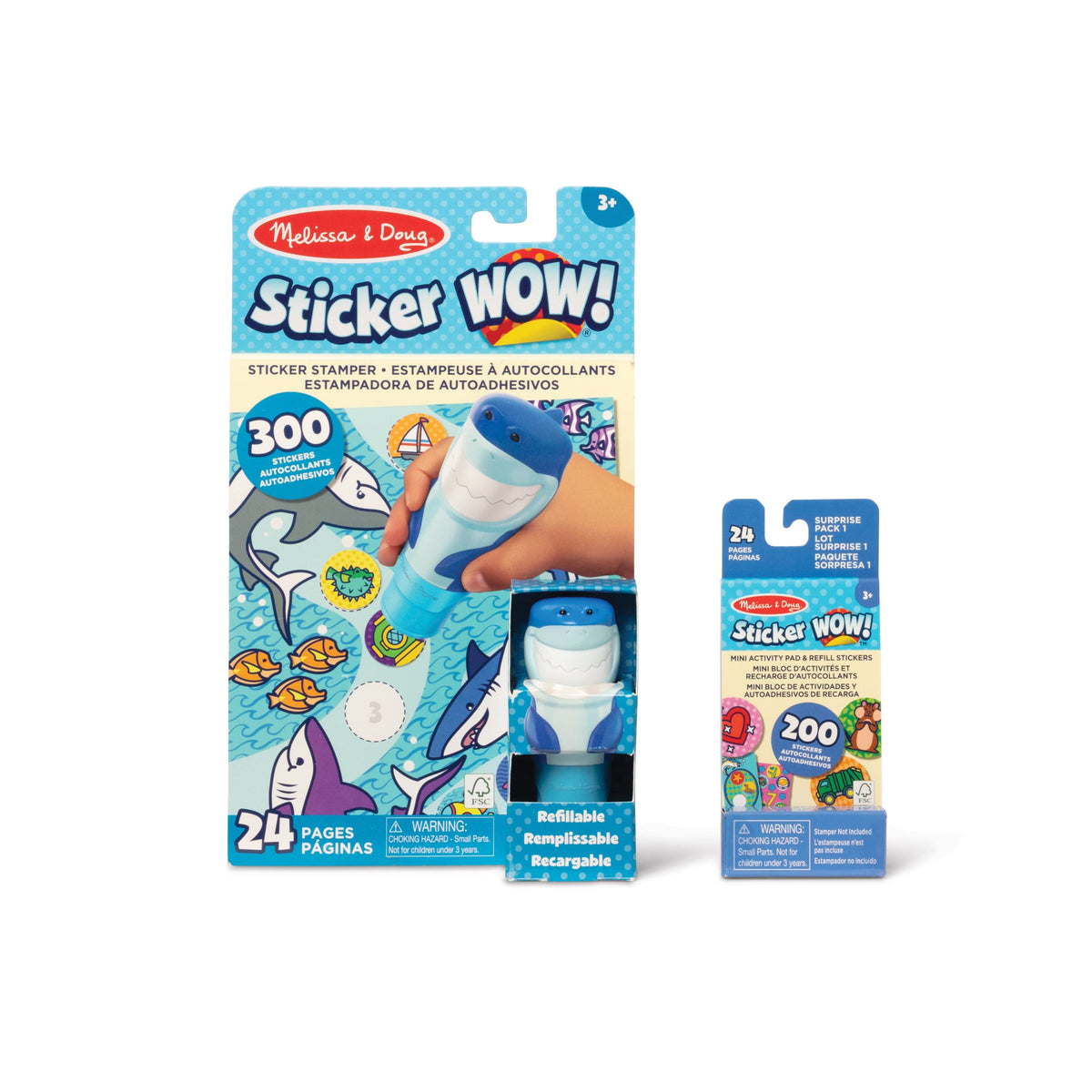 Sticker WOW!™ Shark Bundle: Activity Pad & Sticker Stamper + Mini Activity Pad and 200 Refill Stickers V5