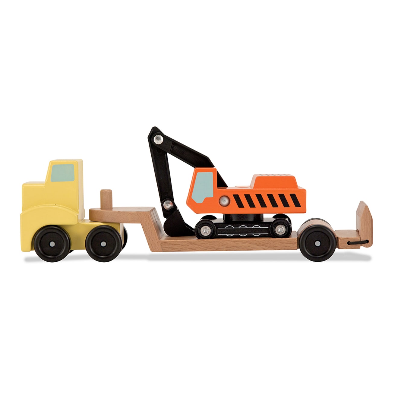 Trailer & Excavator Wooden Vehicles Play Set J1