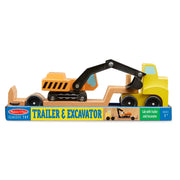 Trailer & Excavator Wooden Vehicles Play Set J1