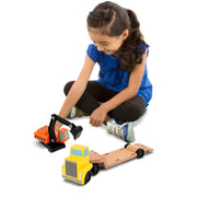 Trailer & Excavator Wooden Vehicles Play Set J1