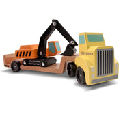 Trailer & Excavator Wooden Vehicles Play Set J1
