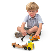 Trailer & Excavator Wooden Vehicles Play Set J1