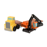Trailer & Excavator Wooden Vehicles Play Set J1