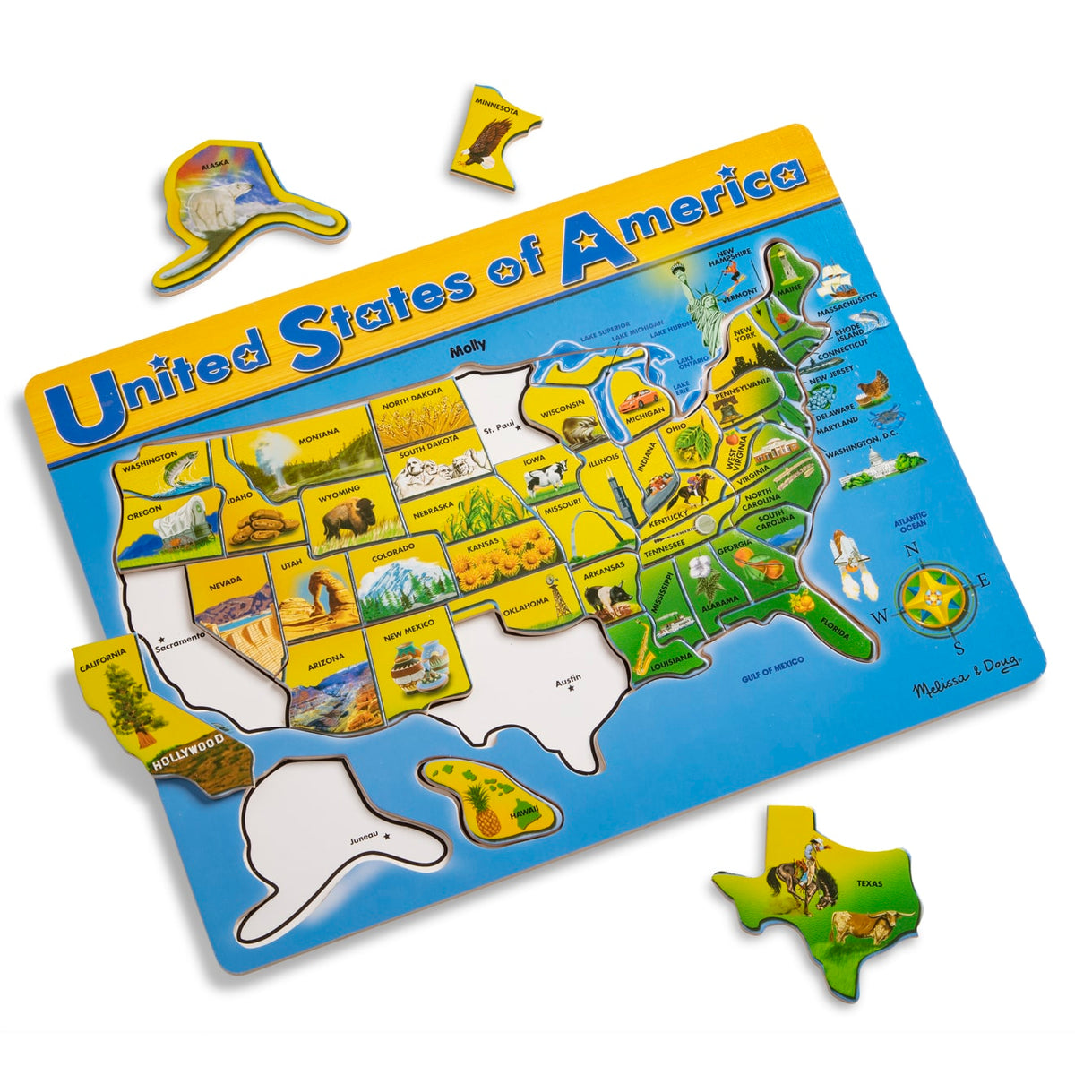 U.S.A. Map Wooden Puzzle Q9
