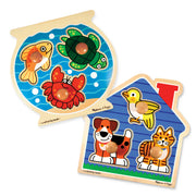 Wooden Jumbo Peg Puzzle 2-Pack: Fish Bowl, House Pets G4