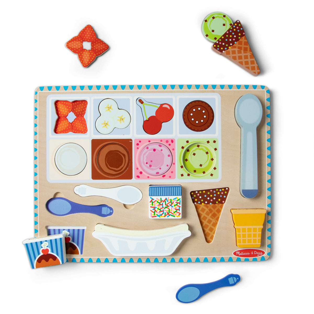 Wooden Magnetic Ice Cream Puzzle & Play Set - 16 Pieces Z6