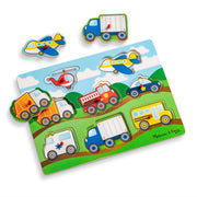 Wooden Peg Puzzle 4-Pack – Vehicles, Farm, Safari, Pets O8