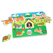 Wooden Peg Puzzle 4-Pack – Vehicles, Farm, Safari, Pets O8
