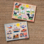 Wooden Sound Puzzle 2-Pack – Farm Animals, Vehicles L7