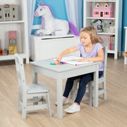 Wooden Table & 2 Chairs - Gray S9