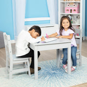 Wooden Table & 2 Chairs - Gray T2