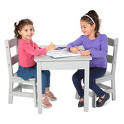 Wooden Table & 2 Chairs - Gray T2