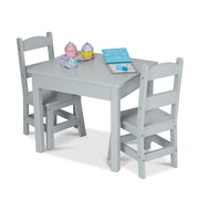 Wooden Table & 2 Chairs - Gray T2