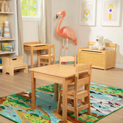 Wooden Table & Chairs - Natural S7
