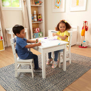 Wooden Table & Chairs - White V4